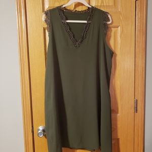Olive Green Knee Length Sleeveless Dress Sz 2XL